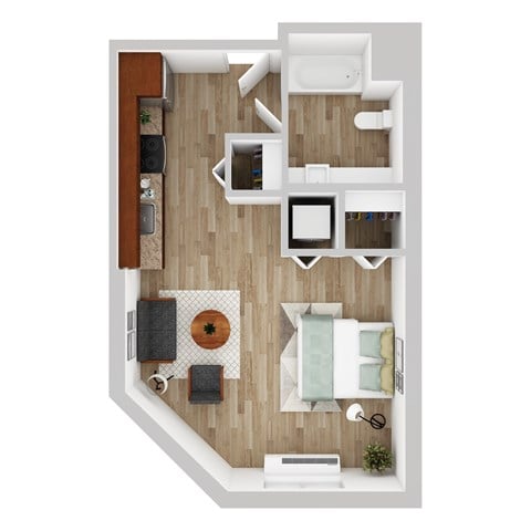Floor plan for studio, 1 bath, 474 sqft